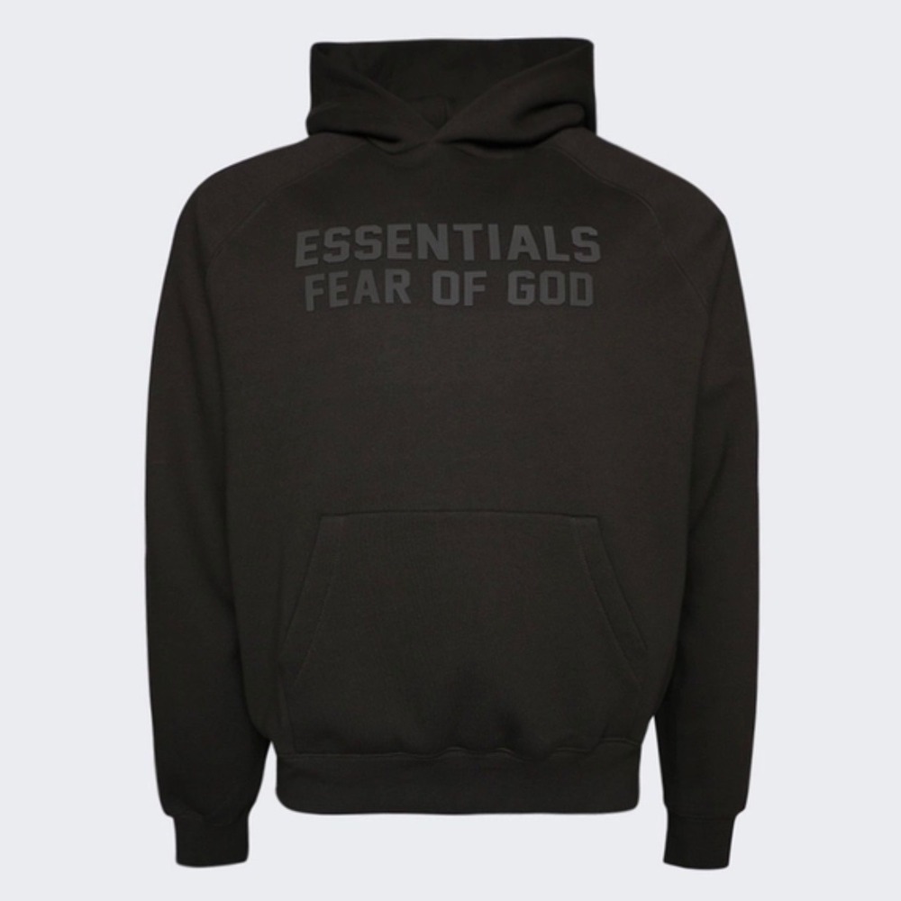 FEAR OF GOD ESSENTIALS Off Black Hoodie Pullover Large L‎ Fleece